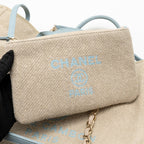 Chanel Deauville tote bag canvas / leather beige / light blue LGHW (microchip)