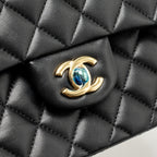 CHANEL SMALL CLASSIC DOUBLE FLAP BAG LAMBSKIN BLACK GHW(MICROCHIP)