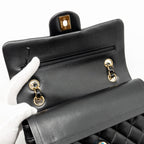 CHANEL SMALL CLASSIC DOUBLE FLAP BAG LAMBSKIN BLACK GHW(MICROCHIP)