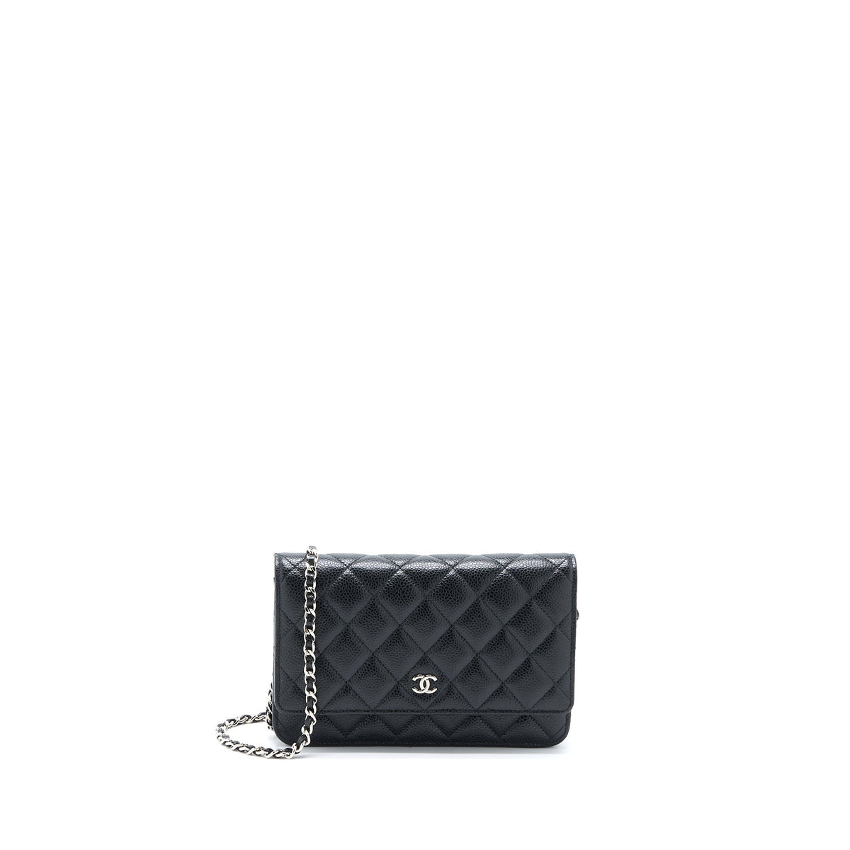 CHANEL CLASSIC WALLET ON CHAIN CAVIAR BLACK SHW (MICROCHIP)