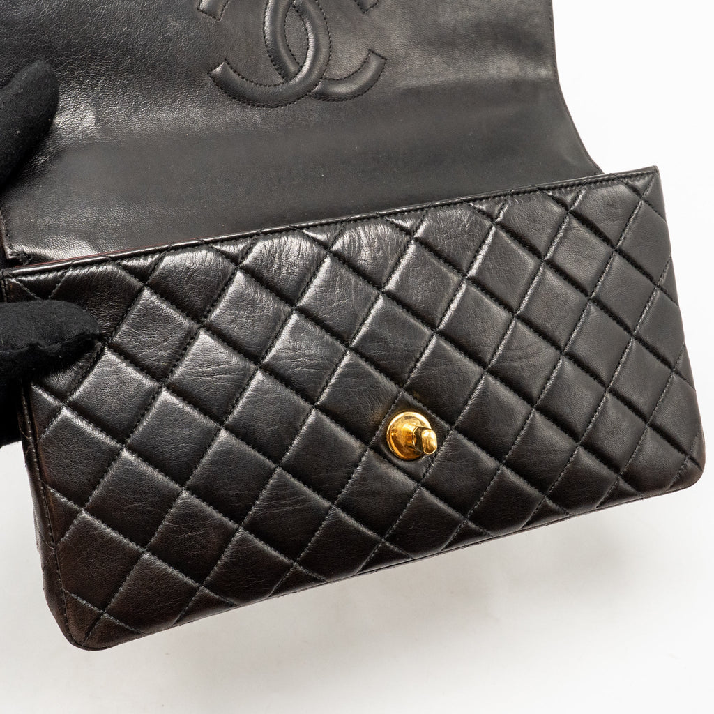 Chanel Vintage Medium Top Handle Kelly Bag Lambskin Dark Brown GHW