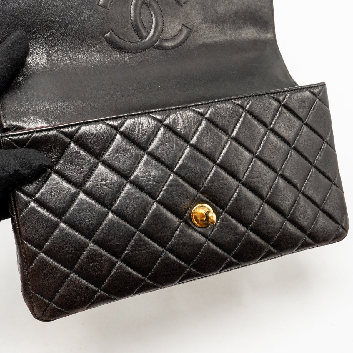 Chanel Vintage Medium Top Handle Kelly Bag Lambskin Dark Brown GHW