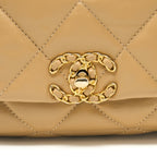 CHANEL 19 BELT BAG LAMBSKIN DARK BEIGE MULTICOLOUR HARDWARE