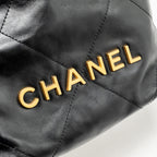 CHANEL MINI 22 BAG CALFSKIN BLACK GHW (MICROCHIP)
