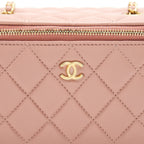 CHANEL 21B PEARL CRUSH RECTANGULAR VANITY WITH CHAIN DARK PINK