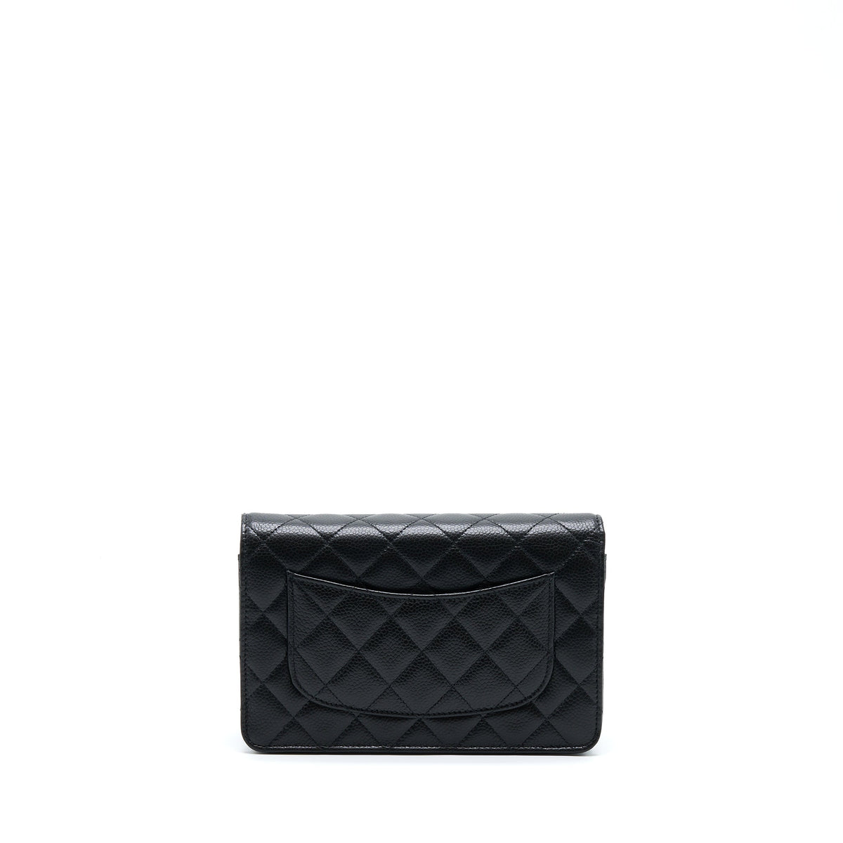 CHANEL CLASSIC WALLET ON CHAIN CAVIAR BLACK GHW (MICROCHIP)