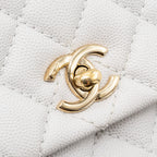 CHANEL SMALL COCO HANDLE CAVIAR LIGHT GREY LGHW