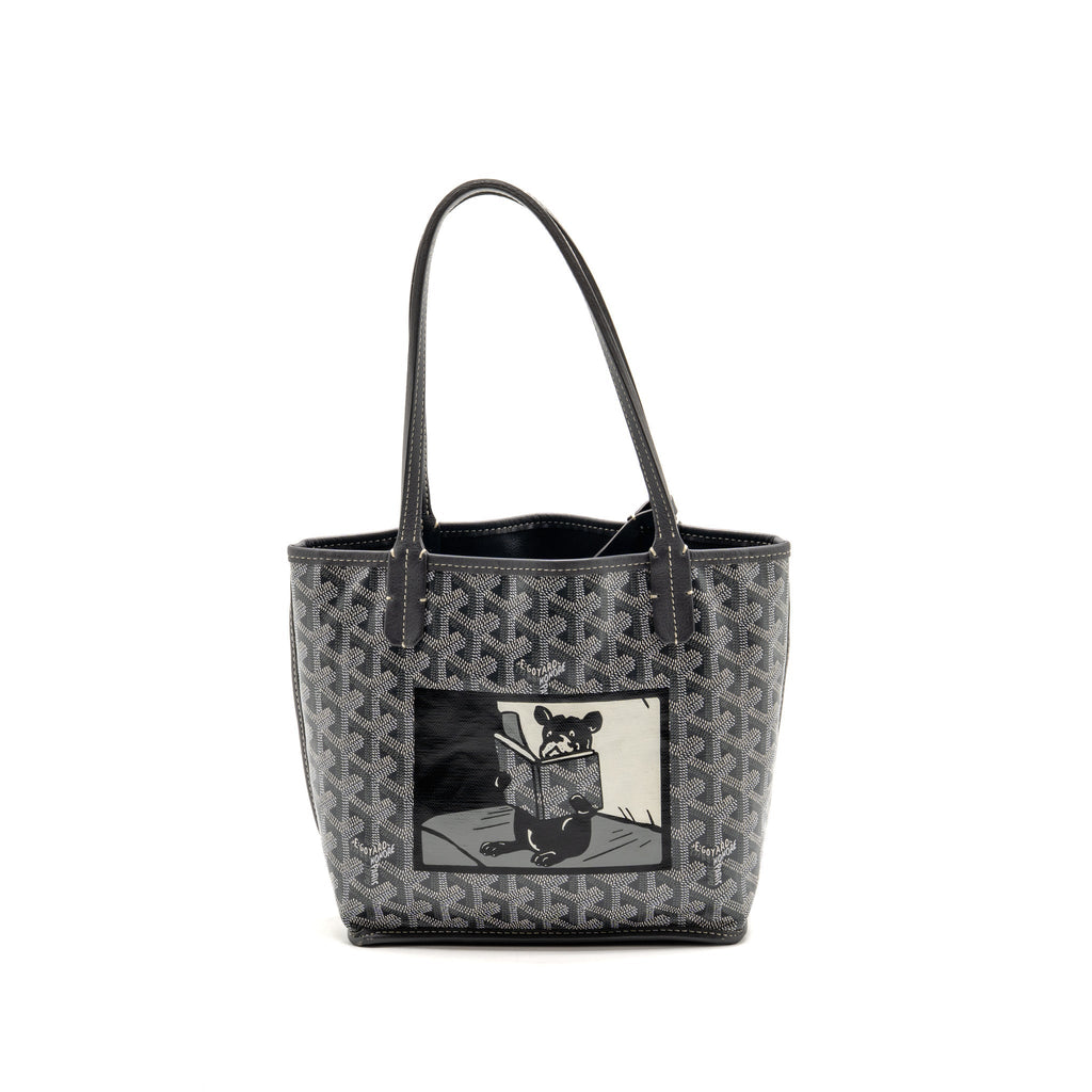 Goyard Mini Anjou Tote Bag French Bulldog Print Goyardine Canvas/Calfskin Grey SHW