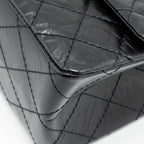 CHANEL LARGE 2.55 REISSUE FLAP BAG AGED CALFSKIN BLACK GHW