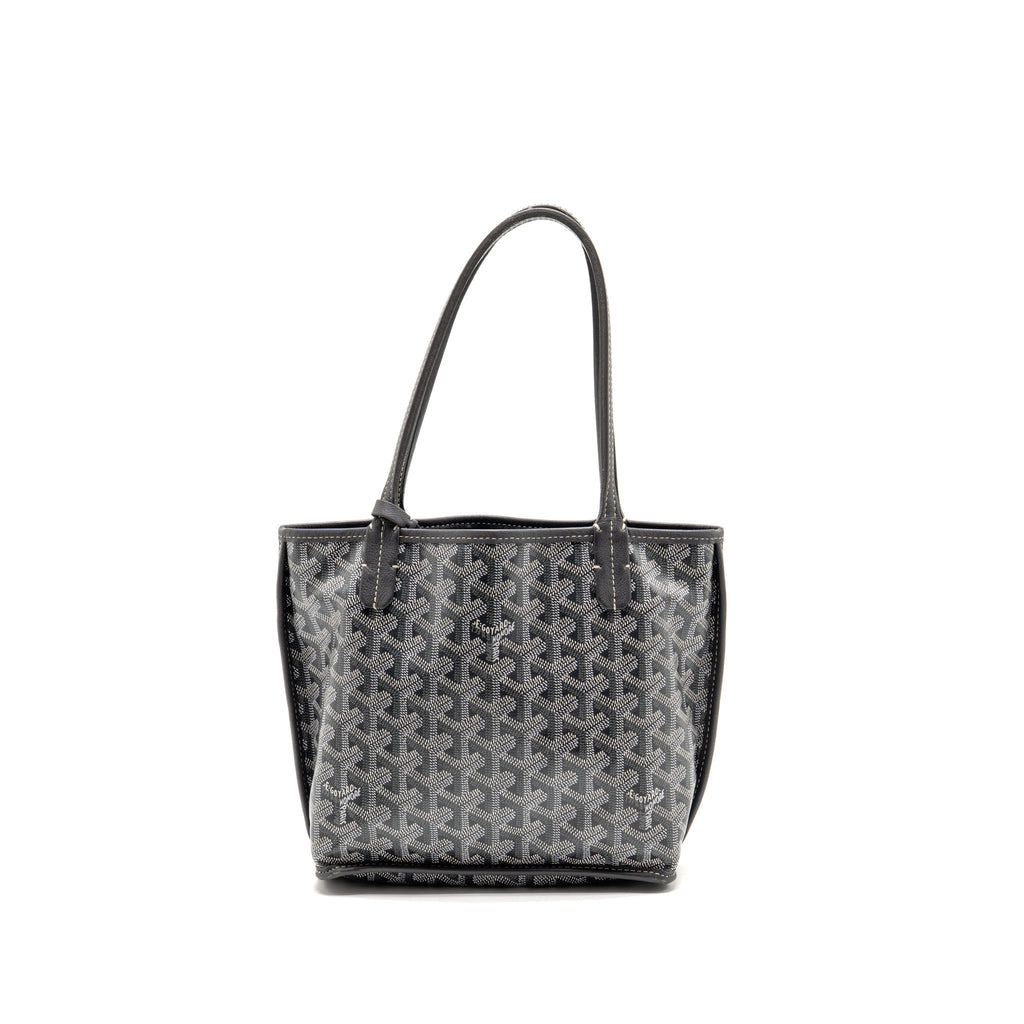 Goyard Mini Anjou Tote Bag French Bulldog Print Goyardine Canvas/Calfskin Grey SHW