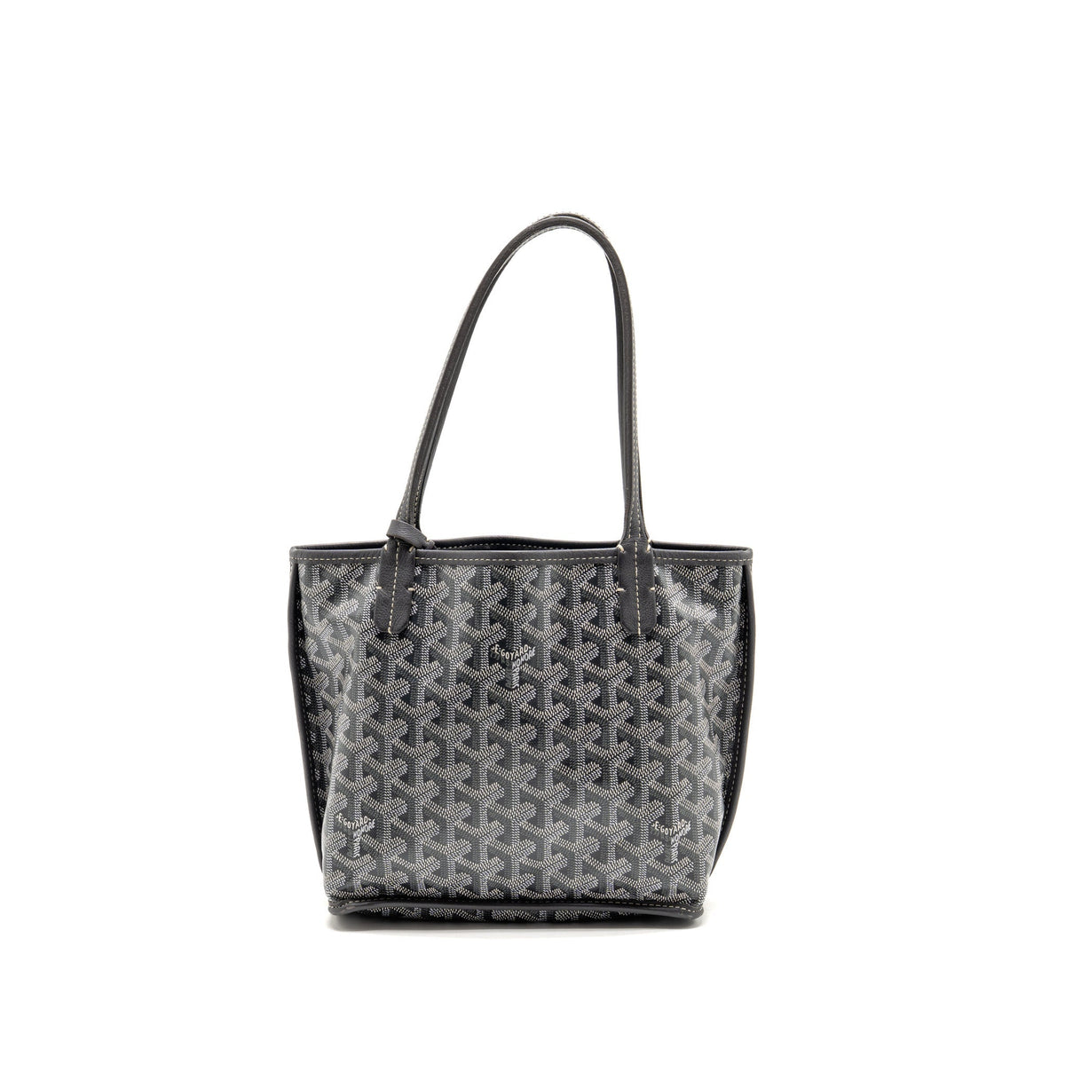 Goyard Mini Anjou Tote Bag French Bulldog Print Goyardine Canvas/Calfskin Grey SHW