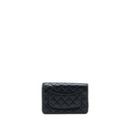 CHANEL PEARL CRUSH WALLET ON CHAIN LAMBSKIN BLACK GHW (MICROCHIP)