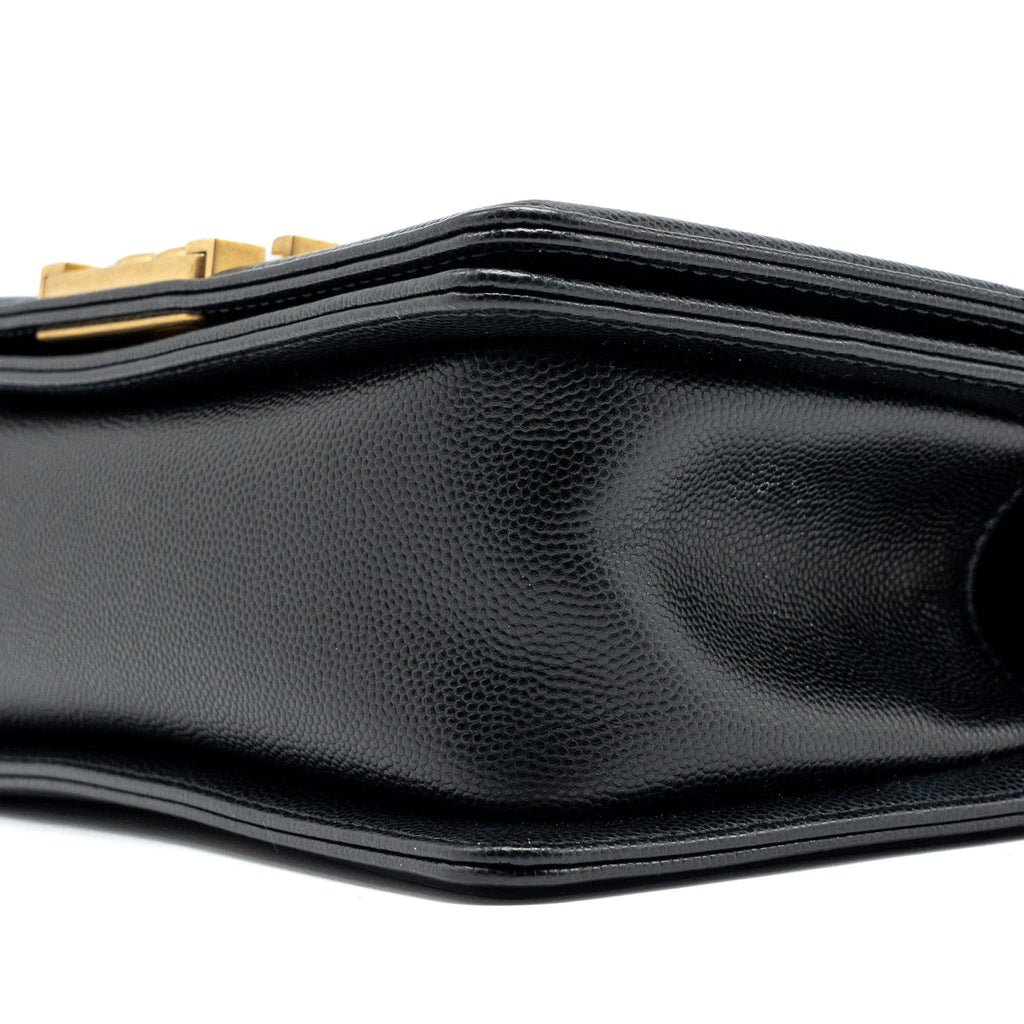 CHANEL SMALL BOY BAG CAVIAR BLACK GHW (MICROCHIP)