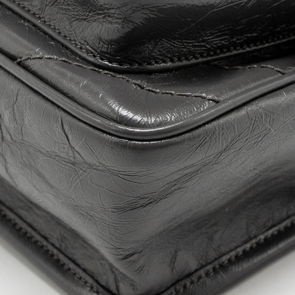 Saint Laurent/YSL Niki Baby Flap Bag Vintage Calfskin Grey Ruthenium Hardware