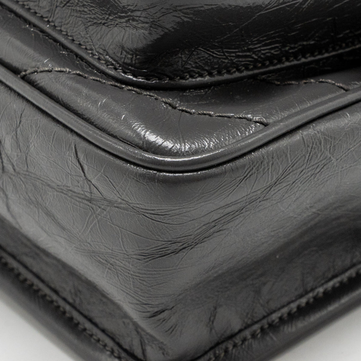 Saint Laurent/YSL Niki Baby Flap Bag Vintage Calfskin Grey Ruthenium Hardware