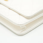 CHANEL PEARL CRUSH WALLET ON CHAIN LAMBSKIN WHITE GHW (MICROCHIP)