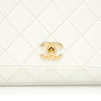 CHANEL PEARL CRUSH WALLET ON CHAIN LAMBSKIN WHITE GHW (MICROCHIP)