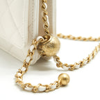 CHANEL PEARL CRUSH WALLET ON CHAIN WHITE GHW