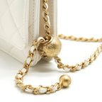 CHANEL PEARL CRUSH WALLET ON CHAIN LAMBSKIN WHITE GHW (MICROCHIP)