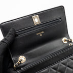 CHANEL TRENDY CC WALLET ON CHAIN LAMBSKIN BLACK LGHW (MICROCHIP)