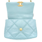CHANEL SMALL 19 BAG LAMBSKIN LIGHT BLUE MULTICOLOUR HARDWARE