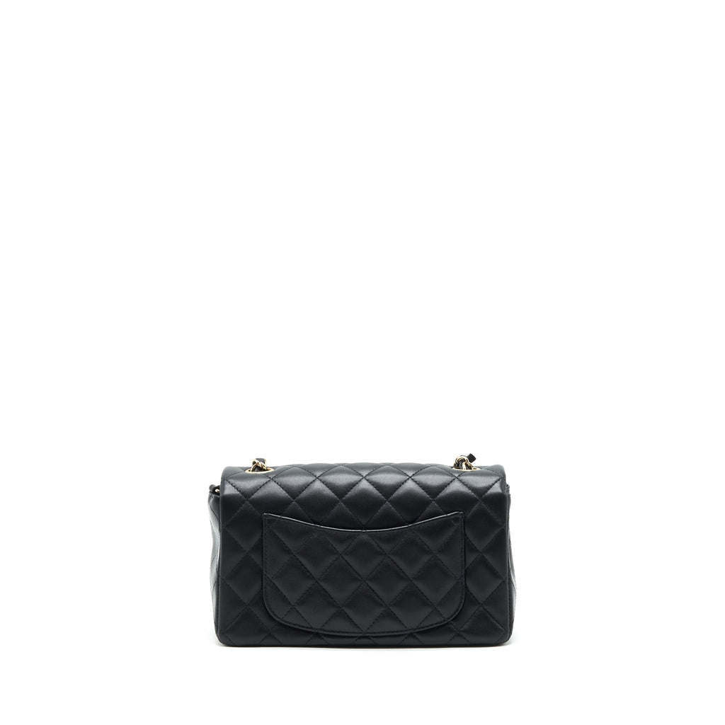 CHANEL MINI RECTANGULAR FLAP BAG LAMBSKIN BLACK LGHW (MICROCHIP)