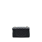 CHANEL MINI RECTANGULAR FLAP BAG LAMBSKIN BLACK LGHW (MICROCHIP)