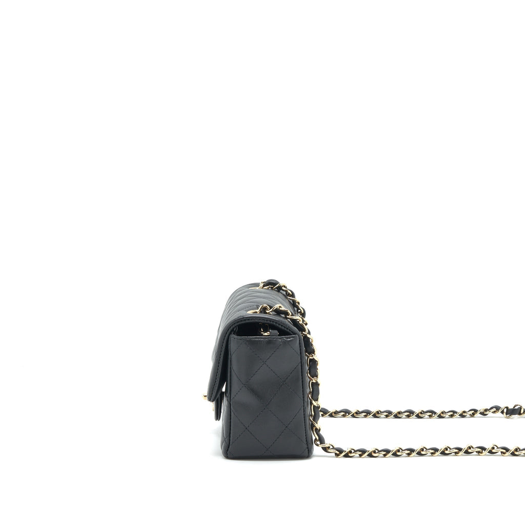 CHANEL MINI RECTANGULAR FLAP BAG LAMBSKIN BLACK LGHW (MICROCHIP)