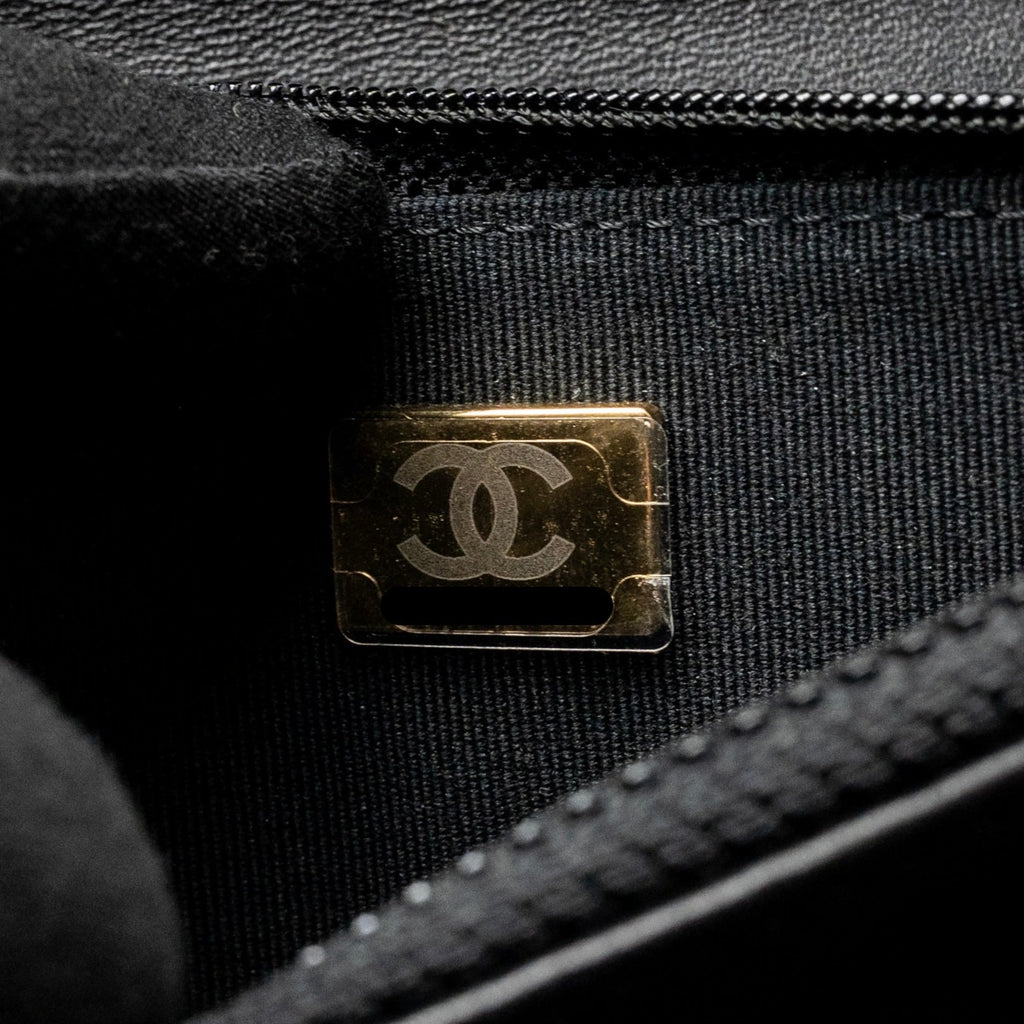 CHANEL TRENDY CC WALLET ON CHAIN LAMBSKIN BLACK LGHW (MICROCHIP)