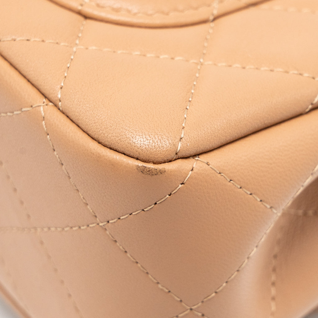 CHANEL MINI RECTANGULAR FLAP BAG LAMBSKIN CARAMEL LGHW (MICROCHIP)