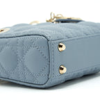 DIOR MICRO LADY DIOR BAG CANNAGE LAMBSKIN CLOUD BLUE LGHW