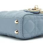 DIOR MICRO LADY DIOR BAG CANNAGE LAMBSKIN CLOUD BLUE LGHW