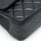 CHANEL CLASSIC DOUBLE FLAP BAG LAMBSKIN MEDIUM BLACK GHW SERIAL 19