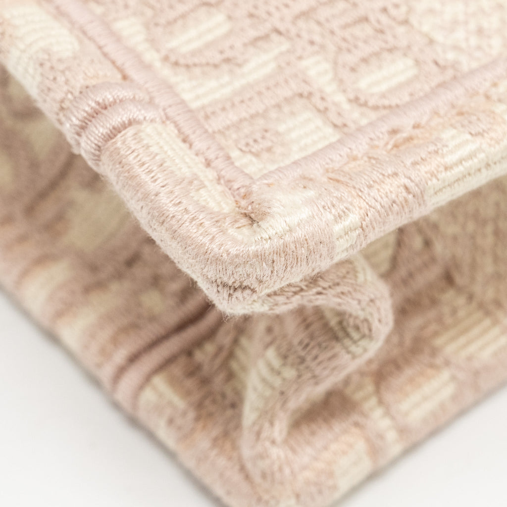DIOR MINI BOOK TOTE OBLIQUE EMBROIDERY PINK