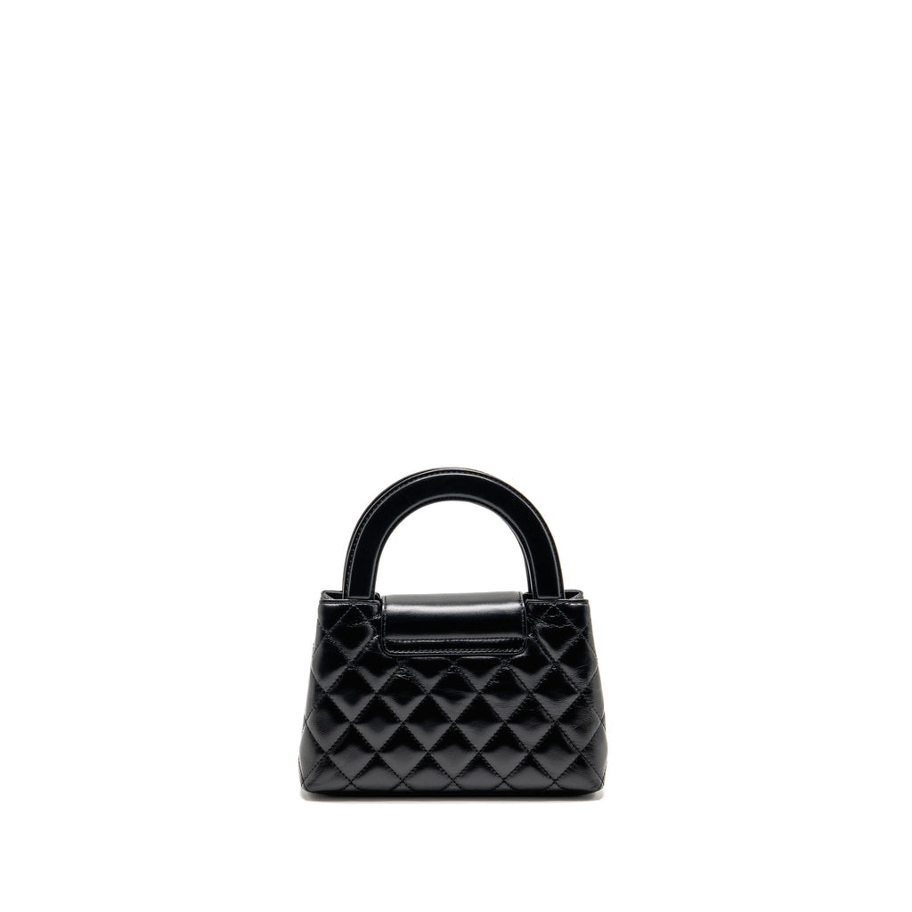 Chanel MINI KELLY SHOPPING TOTE BAG SHINY CRUMPLED CALFSKIN BLACK GHW (MICROCHIP)