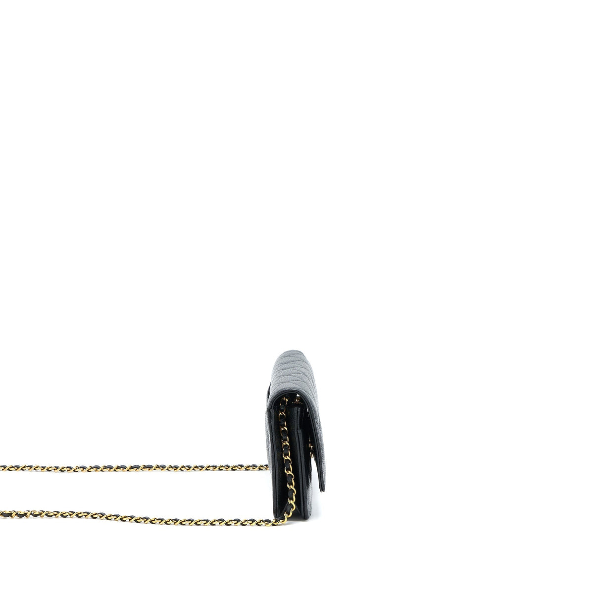 CHANEL CLASSIC WALLET ON CHAIN CAVIAR BLACK GHW (MICROCHIP)