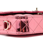 CHANEL 24C MINI FLAP BAG WITH STAR COIN PURSE PATENT/CALFSKIN METALLIC PINK LGHW (MICROCHIP)
