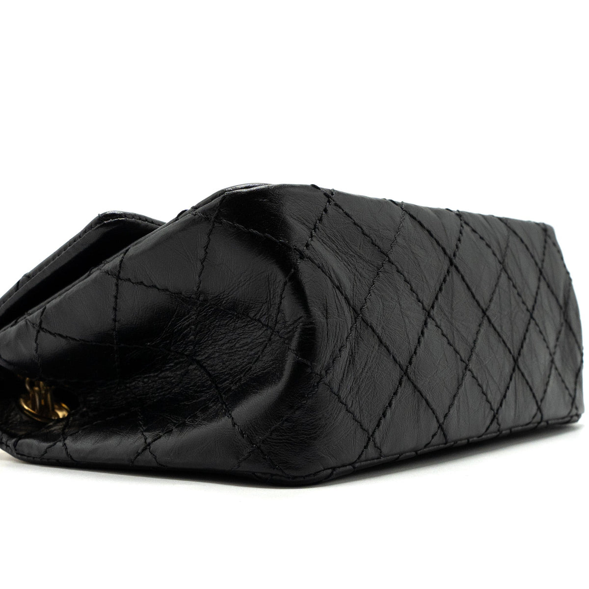 CHANEL MINI 2.55 REISSUE FLAP BAG AGED CALFSKIN BLACK BRUSHED GHW