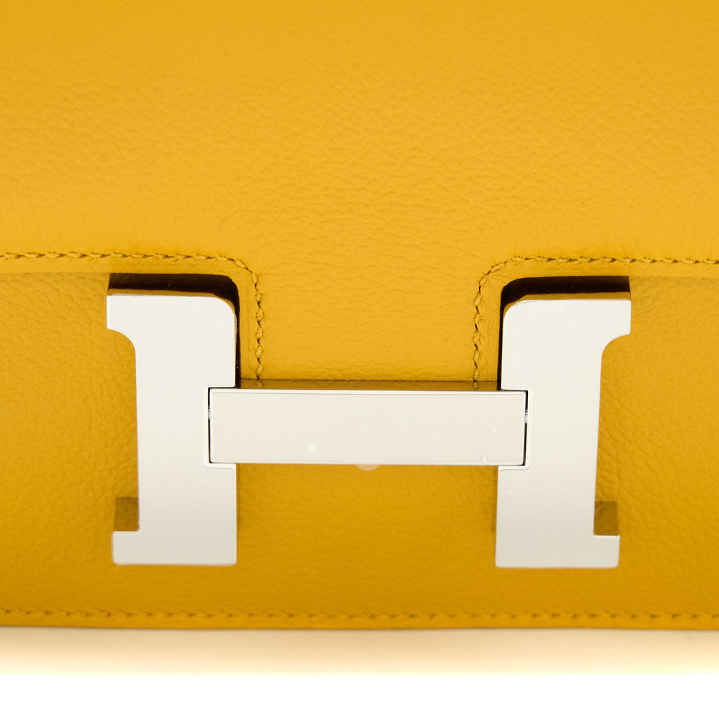 Hermes Constance Mini Evercolor Jaune Amber/Rose Lipstick SHW