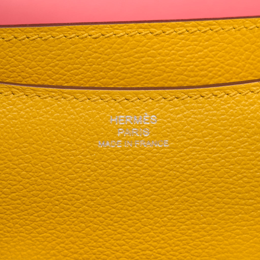 Hermes Constance Mini Evercolor Jaune Amber/Rose Lipstick SHW
