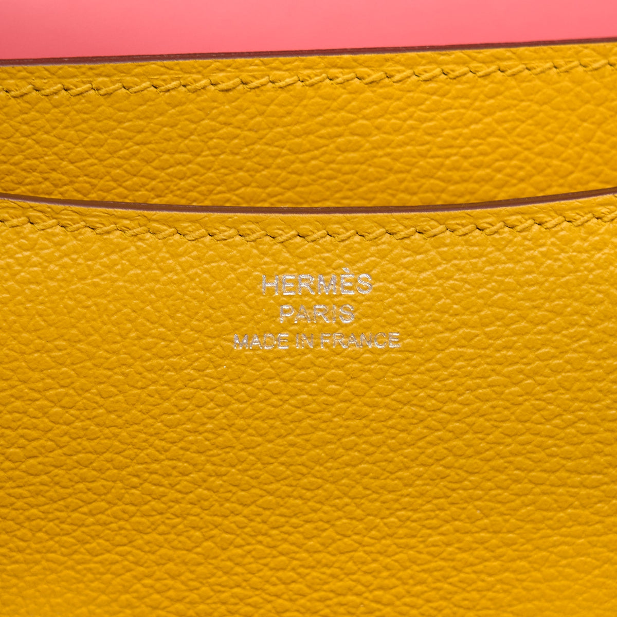 Hermes Constance Mini Evercolor Jaune Amber/Rose Lipstick SHW