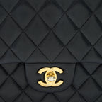 CHANEL CLASSIC DOUBLE FLAP BAG LAMBSKIN MEDIUM BLACK GHW SERIAL 19