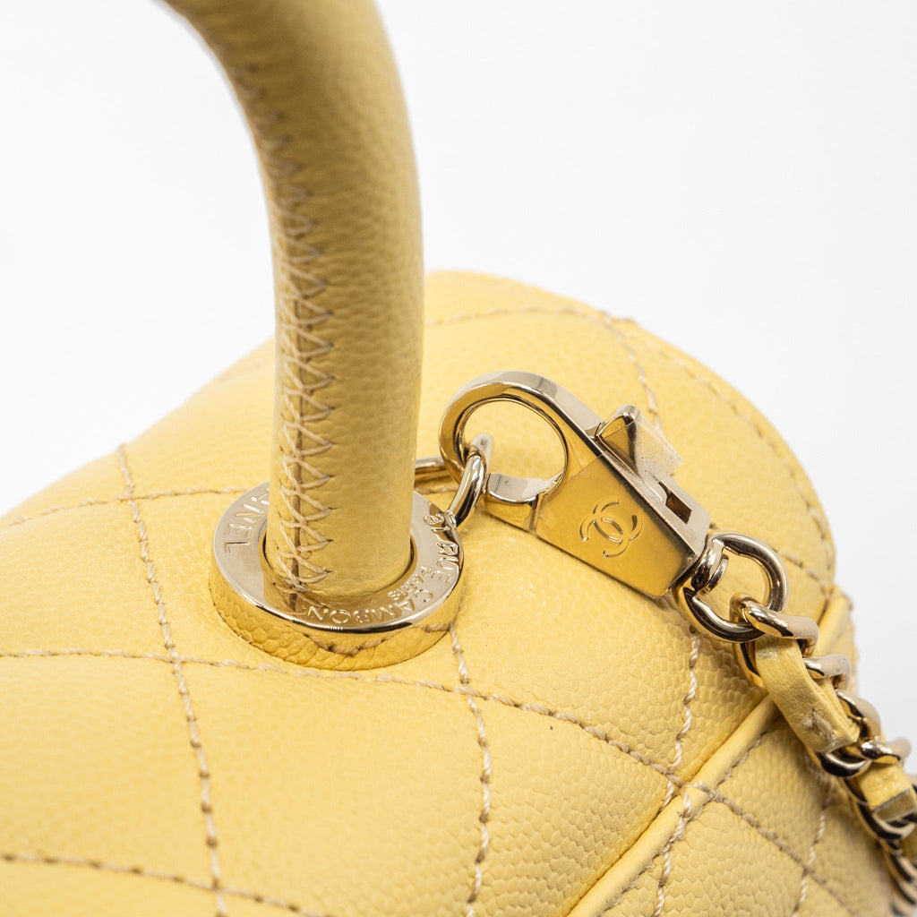 CHANEL SMALL COCO HANDLE CAVIAR 22P LIGHT YELLOW LGHW (MICROCHIP)