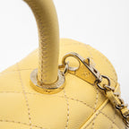 CHANEL SMALL COCO HANDLE CAVIAR 22P LIGHT YELLOW LGHW (MICROCHIP)