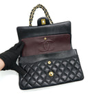 CHANEL CLASSIC DOUBLE FLAP BAG LAMBSKIN MEDIUM BLACK GHW SERIAL 19