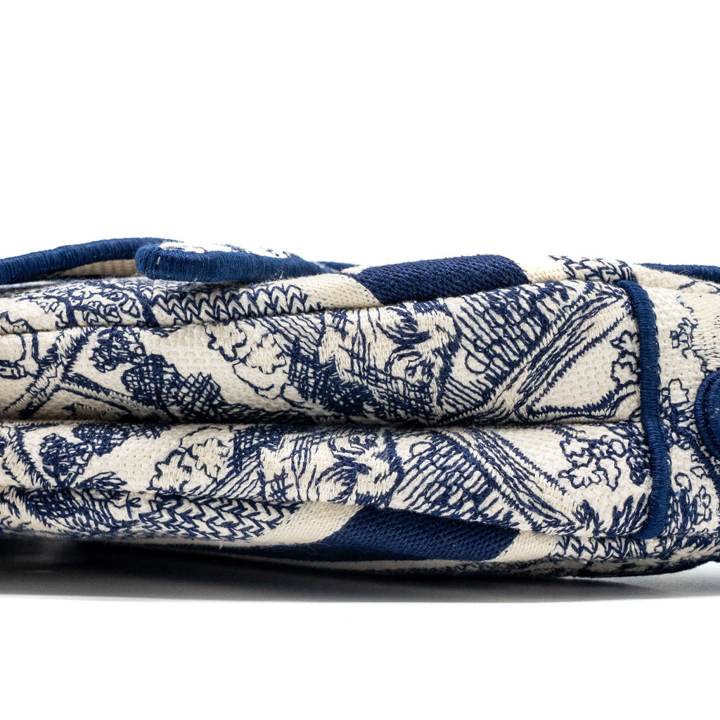 DIOR MEDIUM SADDLE BAG TOILE DE JOUY BLUE GHW