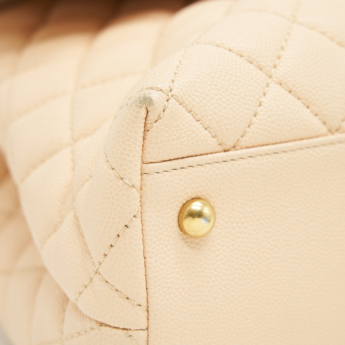 CHANEL CAVIER LARGE COCO HANDLE FLAP BAG BEIGE GHW