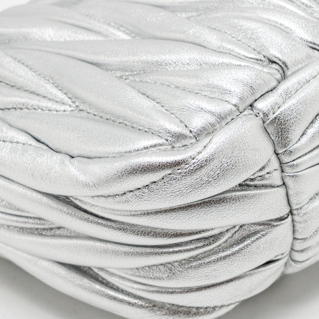 Miu Miu wander hobo bag Nappa leather silver SHW