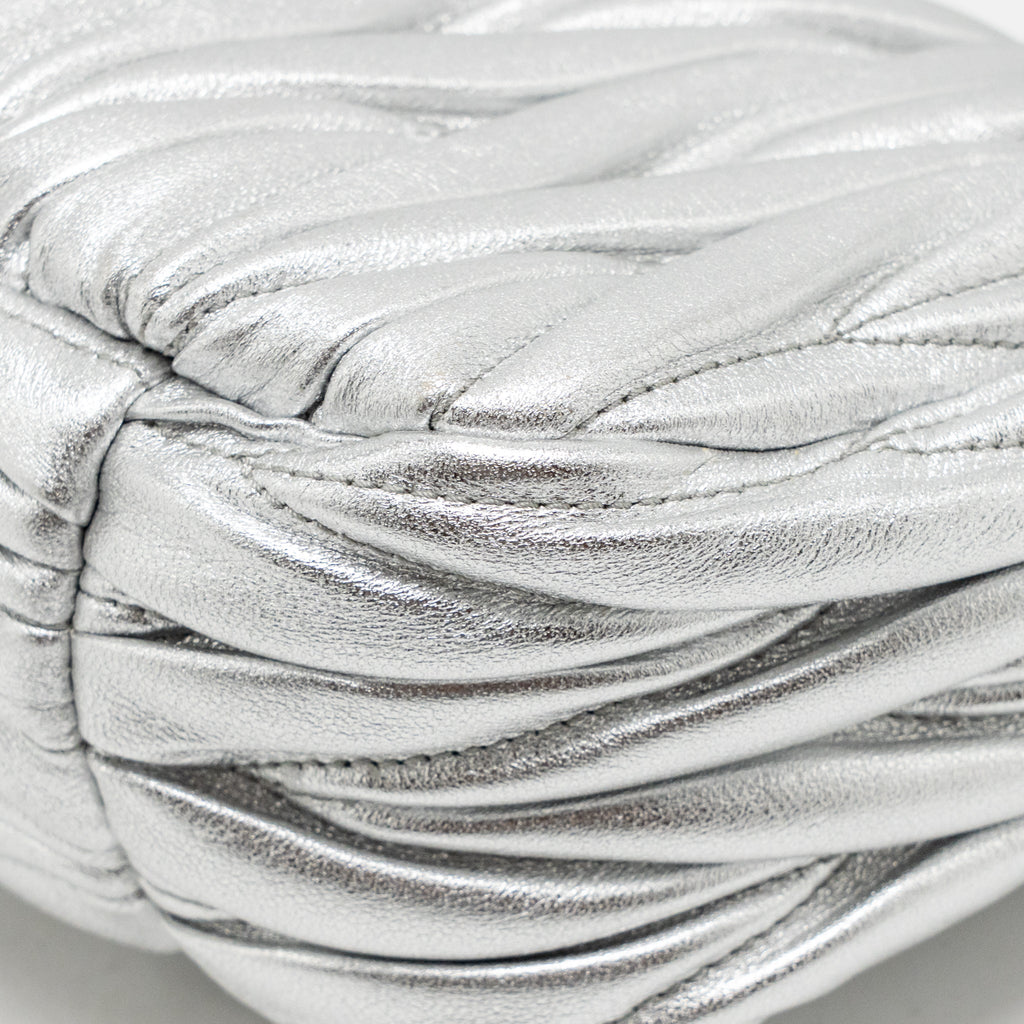 Miu Miu wander hobo bag Nappa leather silver SHW