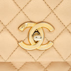 CHANEL CAVIER LARGE COCO HANDLE FLAP BAG BEIGE GHW